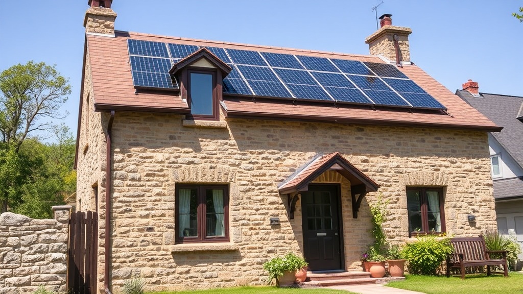 Façade de maison rénovée avec isolation et panneaux solaires